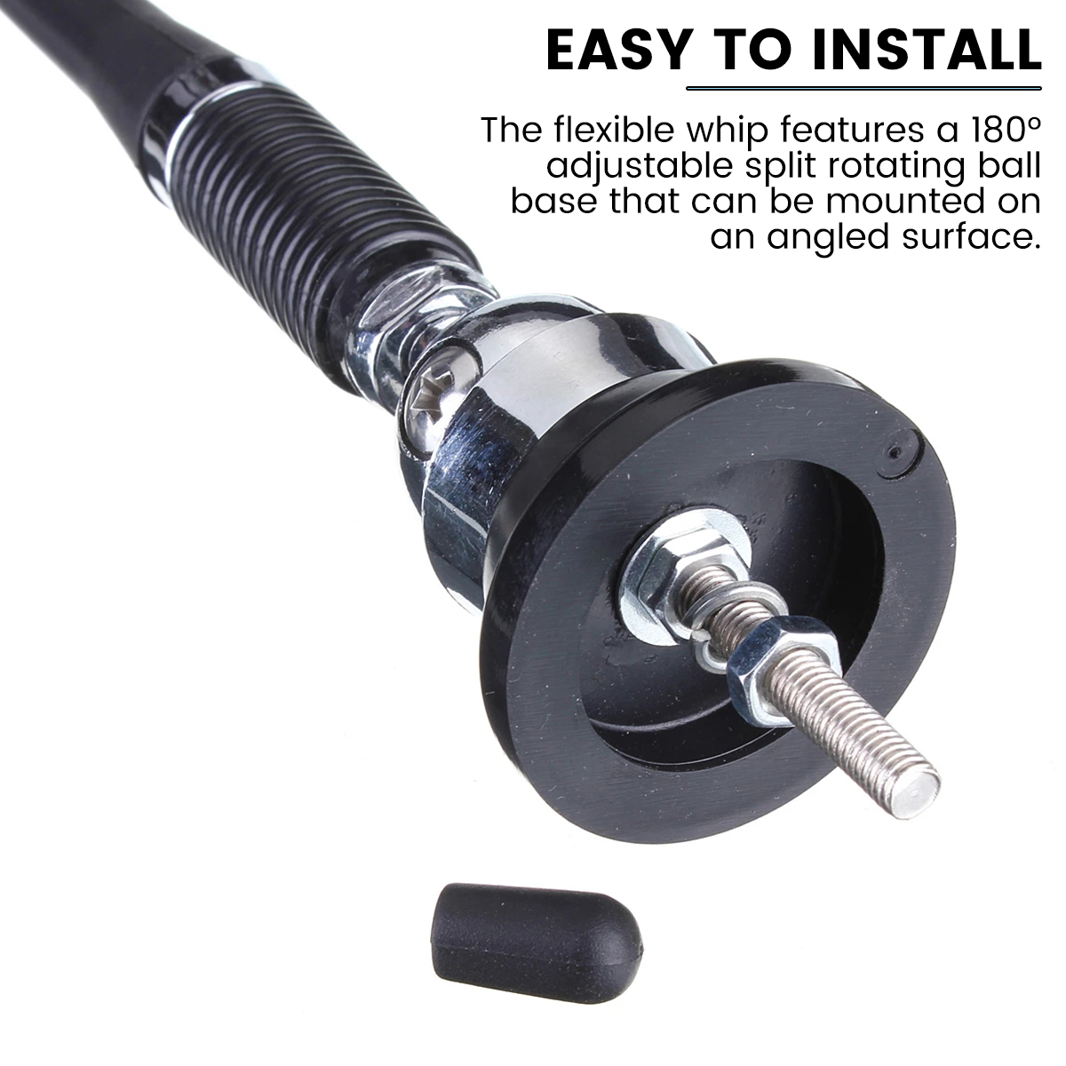 17in Car Roof Radio Antenna Car Radio Aerial AM-FM Rubber Antenna with 180° Swivel Base and 51" Cable Roof Mount Signal Aerial