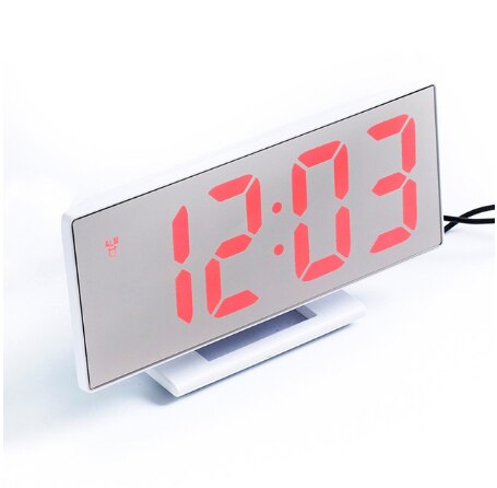 Led Digitale Wekker Spiegel Elektronische Klokken Lcd-scherm Digitale Tafel Klok Met Temperatuur Kalender Wakker Wekker: Red White