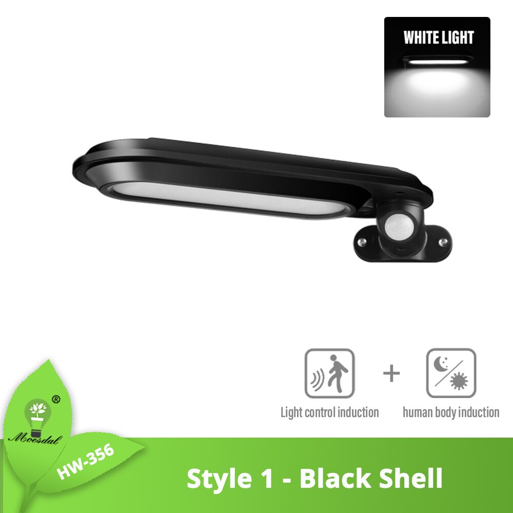 Outdoor Solar Wall Light Street Light, OutdoorWaterproof, Motion Sensor, Security Lighting for Garden, Yard, Path, 4 Modes: Style1-Black-W / 1PCS