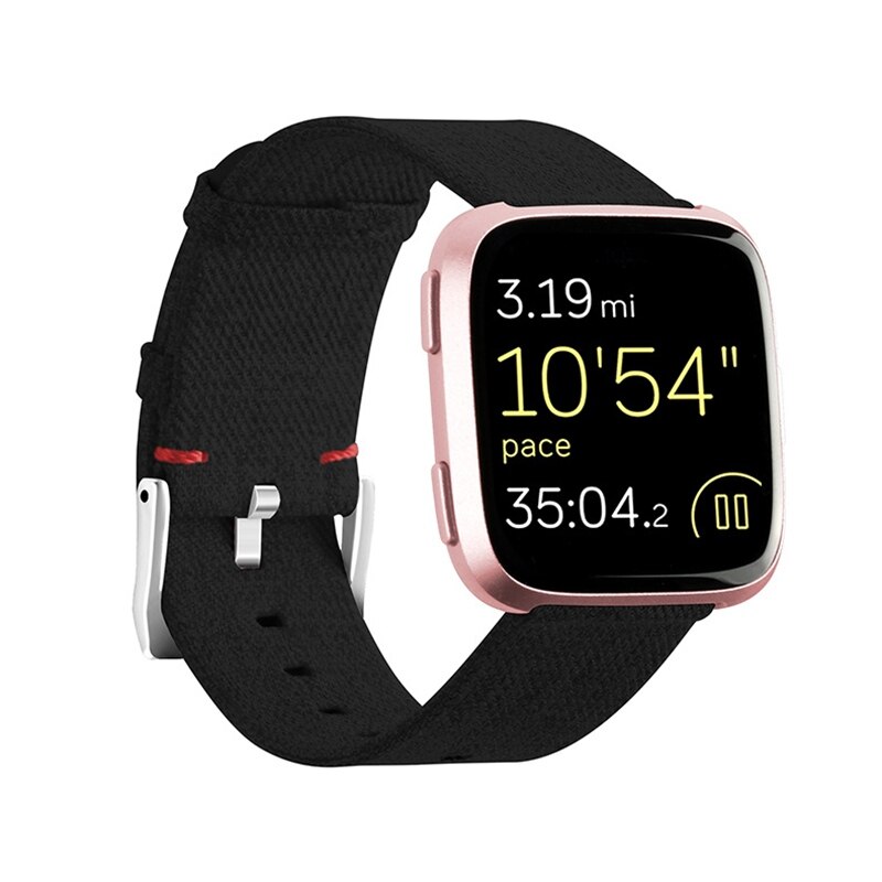 Lerretstropp til fitbit versa bånd erstatning stabil klokkerem på passe bit versa 2 vesa lite armbånd smart armbånd pulseira: Svart