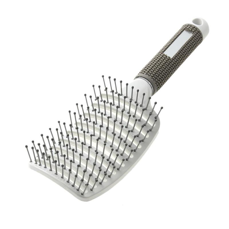 Hair Brush Magic Hair Comb Hairbrush Bristle Nylon Women Wet Curly Detangle Hair Brush for Salon Hairdressing Styling Tools: White No Hair