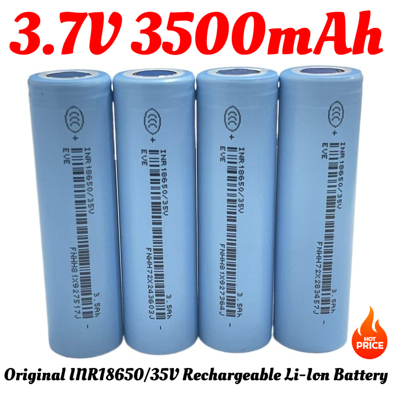 100% Original 18650 3.7v 3500mAh Power Battery INR18650/35V Li-ion Rechargeable Battery 18650 Battery 1-50 Pieces 3500mAh