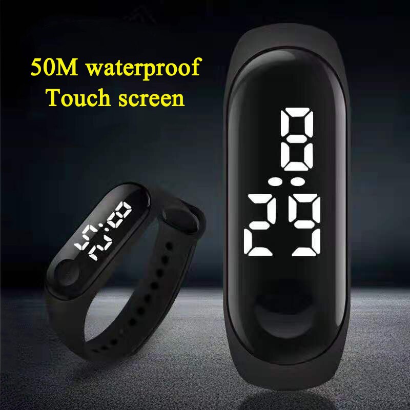 Top sport vandtæt herreur led digital ur kvinder børn fitness armbåndsur touch screen silikone rem ur til børn