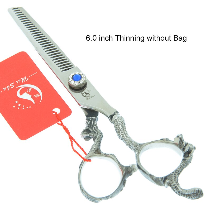6.0" Dog Cutting Scissors Thinning Shears Dragon Handle Japanese Steel Dogs Grooming Scissors Barbers Tools A0096A: A0097A-05-60