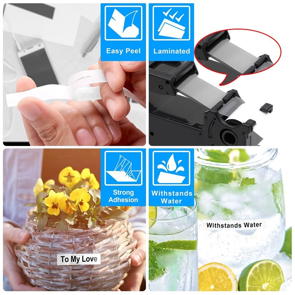 3-Pack Label Tape 18mm Black on Clear - Compatible Brother P-touch TZe-141