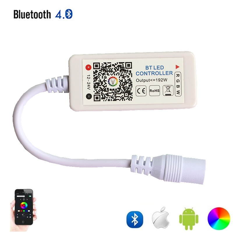 DC 12-24 v 192 w IOS Android Telefoon APP Controle Mini Bluetooth RGBW LED Controller voor SMD 3528 5050 RGB RGBW RGBWW LED Strip licht