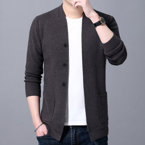 2022 efterår mænd cardigan jakker herre streetwear trend sweatercoat mænd casual grå sweater jakke mænd tøj xxxl: Mørkegrå / L