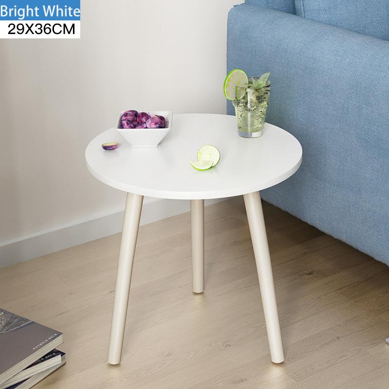 Nordisk træ lavt rundt sofabord beskidt opbevaringsbord te frugt snack service plade bakke seng stue sofa side: Lys hvid 29 x 36