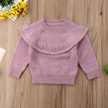Meninas do bebê Manga Longa Ruffles Sólidos Sweater Jumper Para 6 12 18 24 Meses de Inverno Camisola Encabeça Roupas Casuais