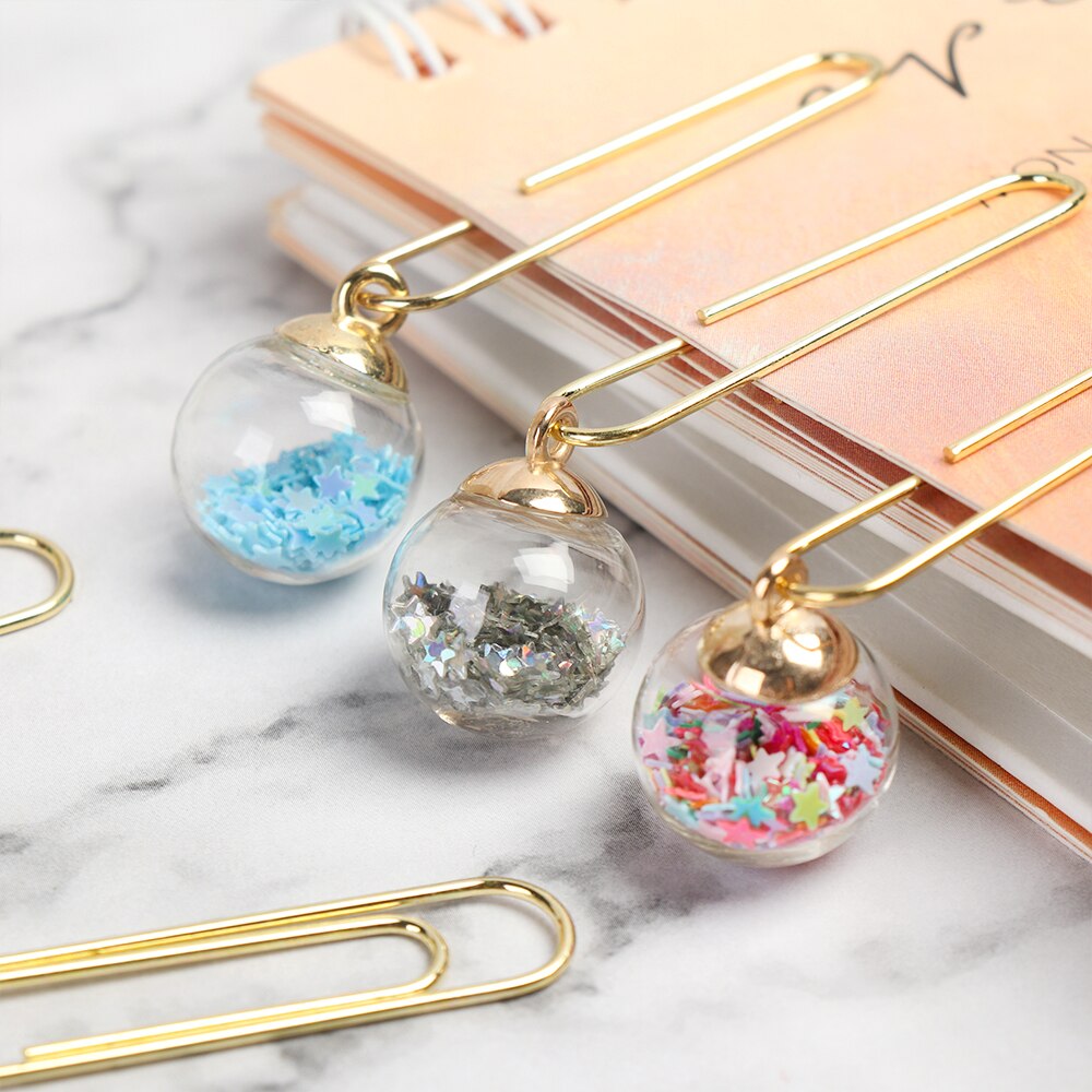 5Pcs Paperclip Bookmark Metal Office School Paper Clips Bookmark Fine Student Memo Clips Set Stationery Supplies