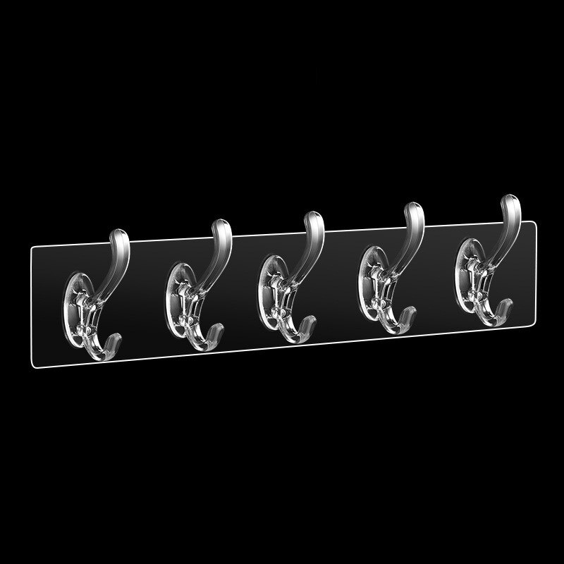 Bad Nagel-freies Wand Haken EINE Reihe von Spurlose Haken Wand Aufhänger Aufkleber Transparente Kunststoff Kleber Haken Küche Sechs reihen Haken: five rows