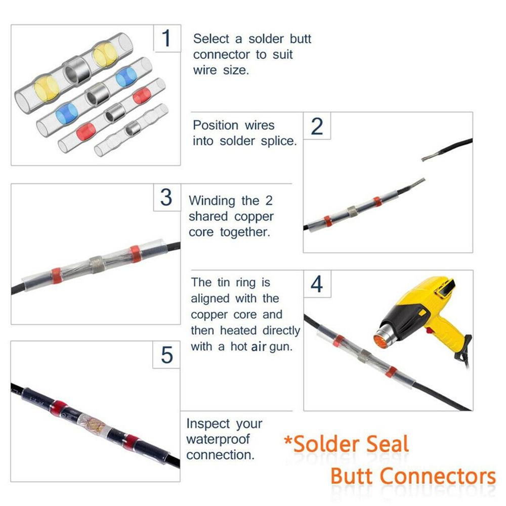 Tin Ring Crimp Terminal Connector Solder Wire Connector Sleeve Heat Shrink Butt Splice Waterproof Tin Ring Connector