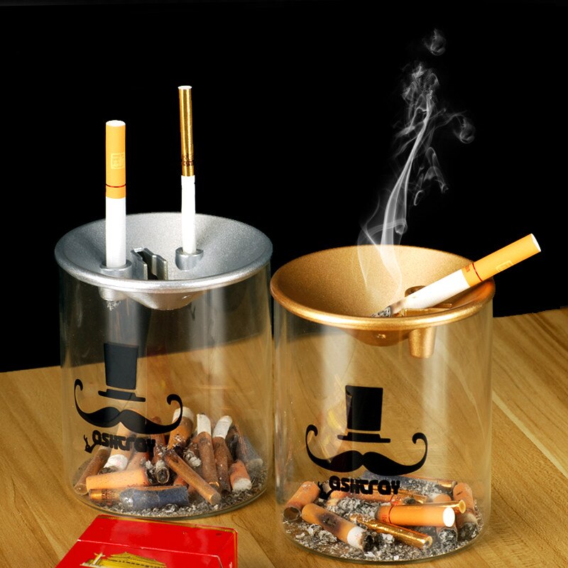 Hjem personlighed stue kontor store trend anti-flyveaske multifunktionelt glas askebæger med dækning askebægre