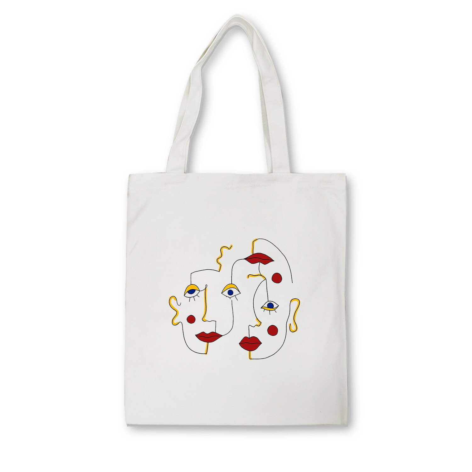 Women Canvas Bags Aesthetic Art Printing Tote Shopping Bags Casual Cloth Shoulder Bag for Girls Korean Ladies Shopper Bags: C12-18WHITE