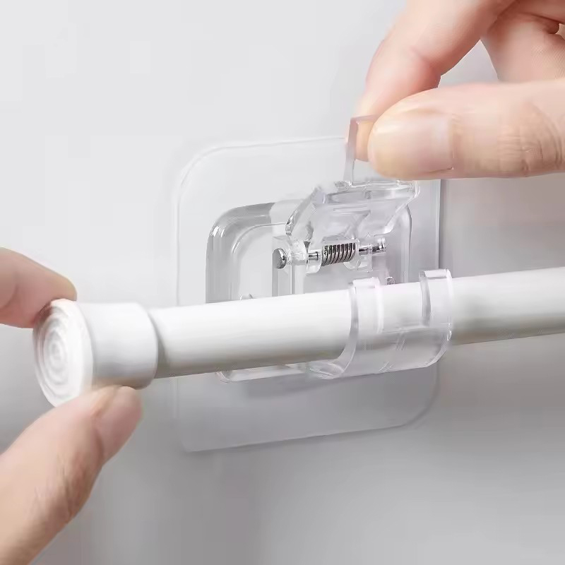 Soporte de Clips para barra de cortina ajustable, soporte de cortina autoadhesivo, gancho para colgar en barra de toalla, soporte de pared, soporte de varilla de fijación, 6 uds.