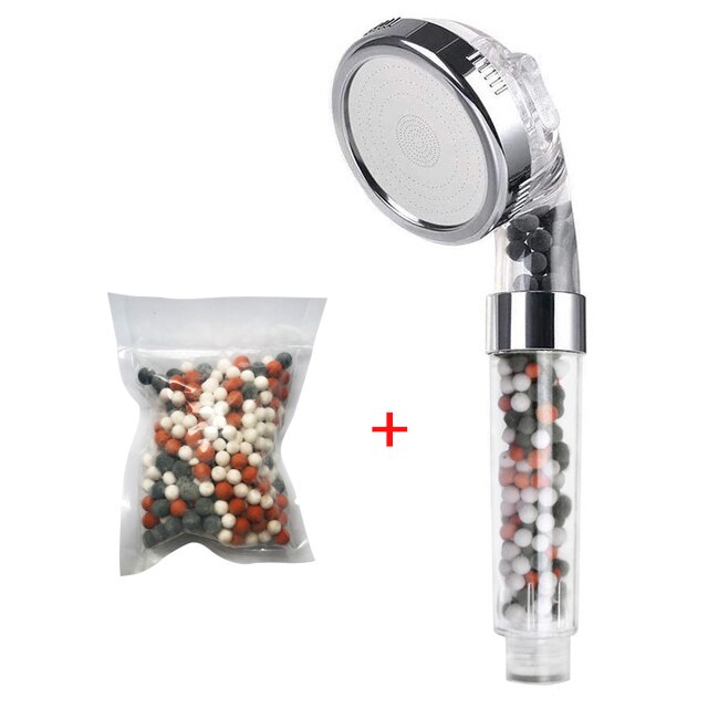 Zhangji recién llegado 3 funciones de alta presión cabezal de ducha de SPA ahorro de agua ducha accesorio de baño Filtro de aniones ducha: transparent set A