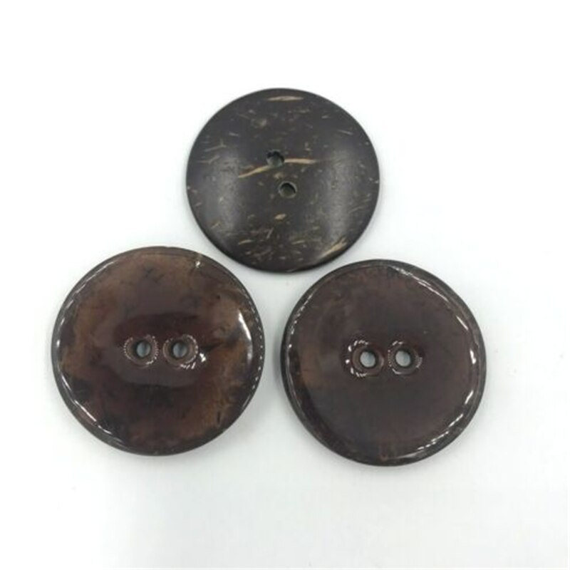 Bricolage 5 pièces coquille de noix de coco émail boutons outils de couture vêtements accessoires artisanat décoratif taille 40mm trou taille 4mm: Coffee -5pcs
