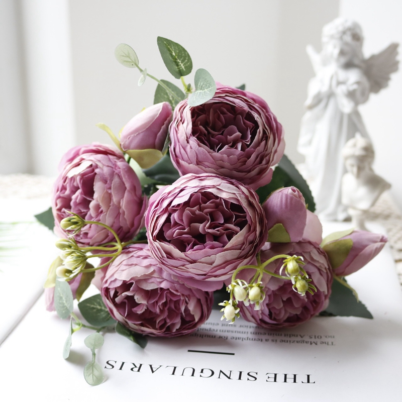 Buquê de flores artificiais de rosas para decoração de casa, festa de casamento, suprimentos de flores falsas, artesanato diy, acessórios de vaso de flores