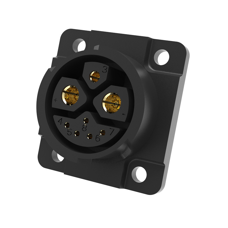 Outdoor Wasserdicht M23 2 + 1 + 5 Selbstsichernde Lade Stecker Männlich Weiblich Signal Integrierte Geschweißte Draht Batterie Steckdose IP67: Elfenbein