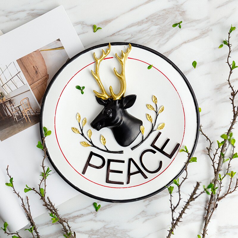 Creatieve hars decoratieve plaat woonkamer slaapkamer gang muur opknoping elanden schilderen decoratieve boord ambachten ornamenten-60140