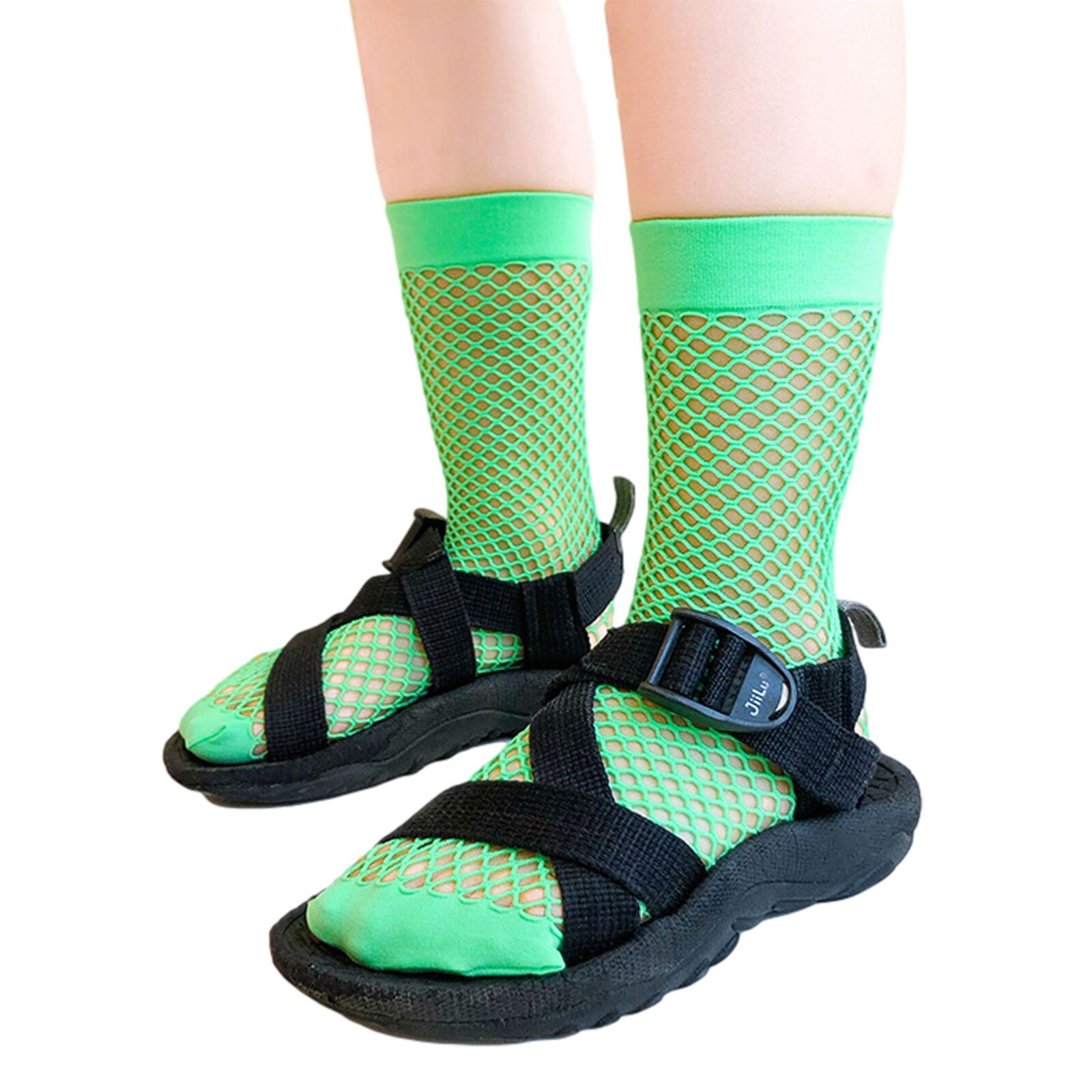 Citgeett Summer Kids Girls Stocking Solid Color Hollow Out Socks Long Socks for Spring Summer Suit 3-8Years