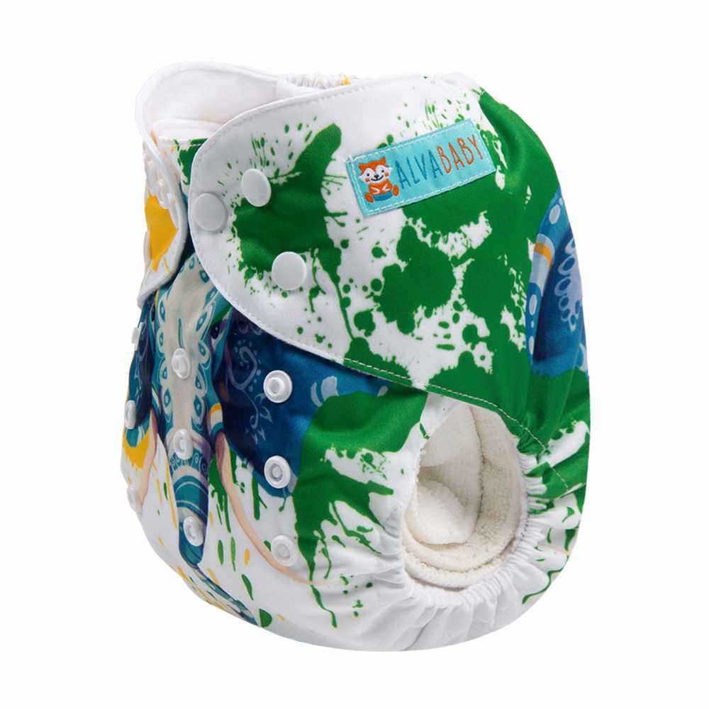 Alvababy – couche-culotte en tissu pour bébé, position numérique, réutilisable, avec insertion en microfibre, 1 pièce,