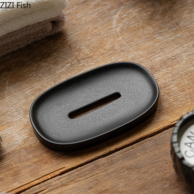 Simple Ceramic Soap Dish Hotel Toilet Drain Soap Box Holder Soap Organization Nordic Home Bathroom Accessories