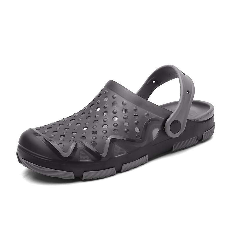 Män sommar jelly sandaler lätt massage kamouflage flip flops strand krokodil skor gladiator trädgård träskor gummi botten skor: Svart / 9.5