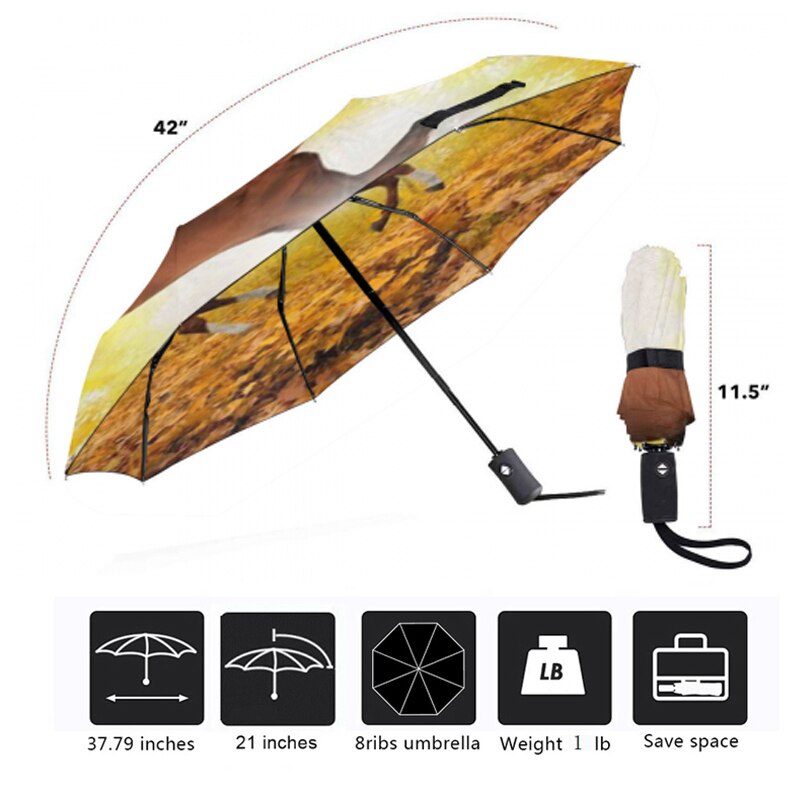Fully-Automatic umbrella Horse Painting Parasol UV protection Aluminum Alloy Umbrellas Guarda Chuva Paragua Rain Gear