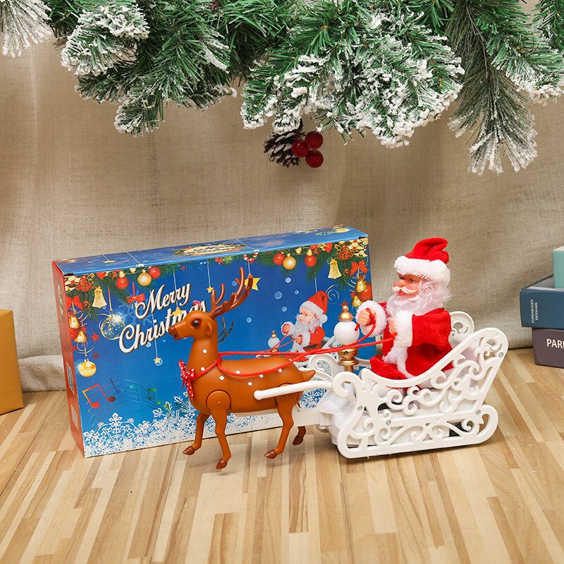 Weihnachten Baum Dekoration Santa Claus Elektrische Leiter Klettern Spielzeug Elch Musik Spielzeug Für freundlicher Party Weihnachten Frohes Neues Jahr: Hirsch ziehen Wagen