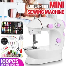Two Speed Electric Sewing Machine Mini Portable Household Night Light Foot Pedal Straight Line Hand Table Built-In Thread Cutter