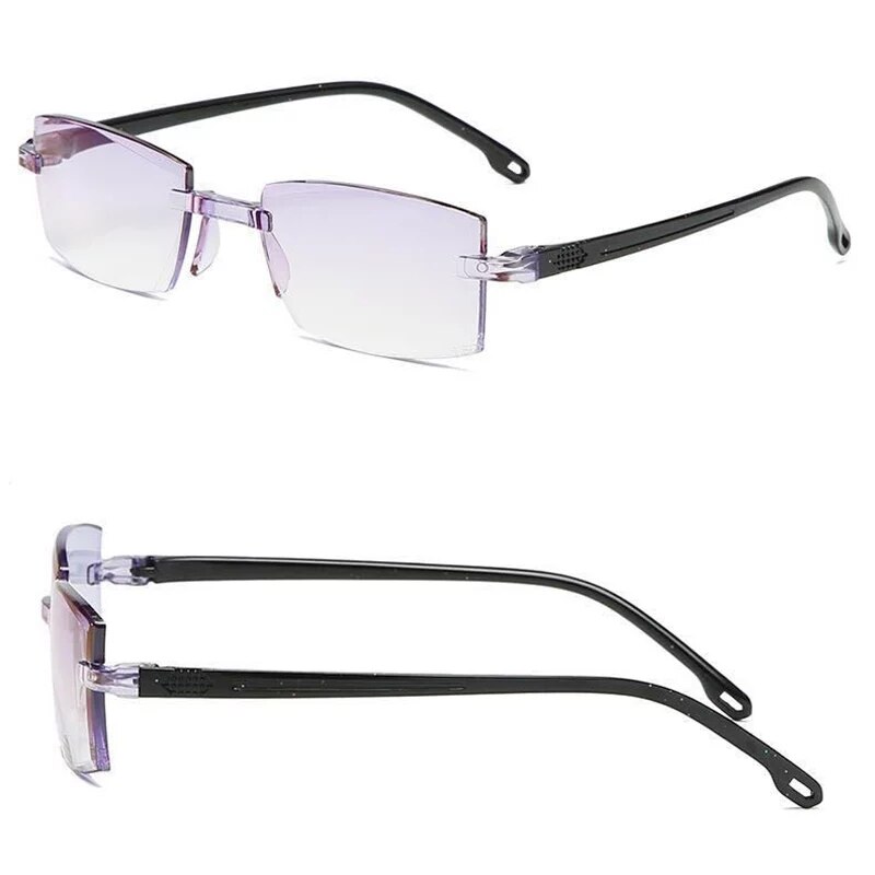 Männer und frauen faltbare lesebrille Anti-blau licht rahmenlose lesebrille Computer gläser mit Kasten dioptrien + 100 zu + 400: +150 / Entfaltung