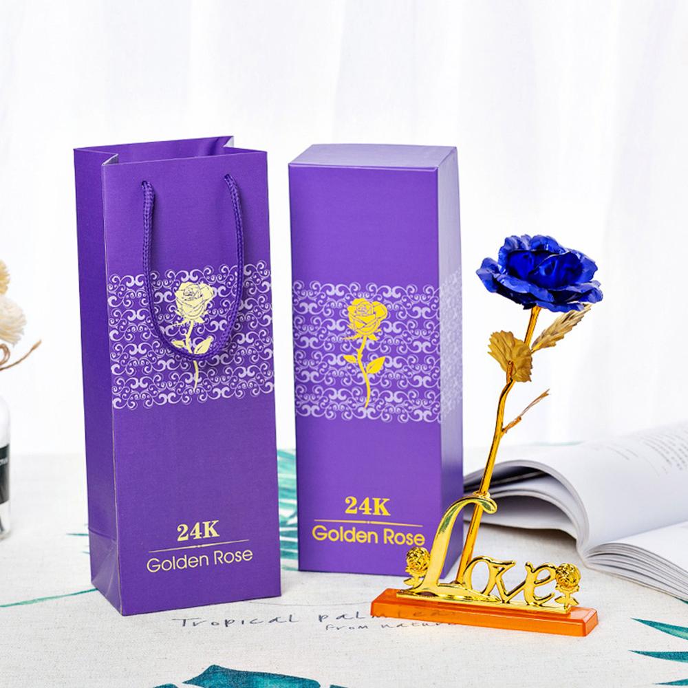 24K Gold Foil Rose Gold Rose Valentine's Day Wedding Anniversary Gold Foil Box Giveaway Small