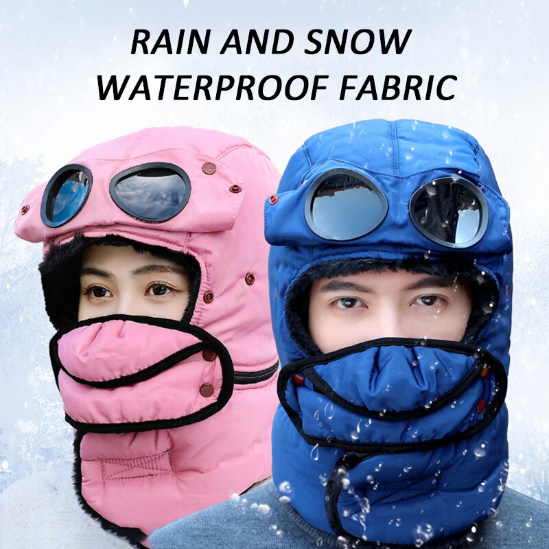 Winter Warme Muts Met Bril Multifunctionele Lei Feng Hoed Koude-Proof Plus Fleece Hat Riding Warm Katoenen Muts Winddicht nek Hoed
