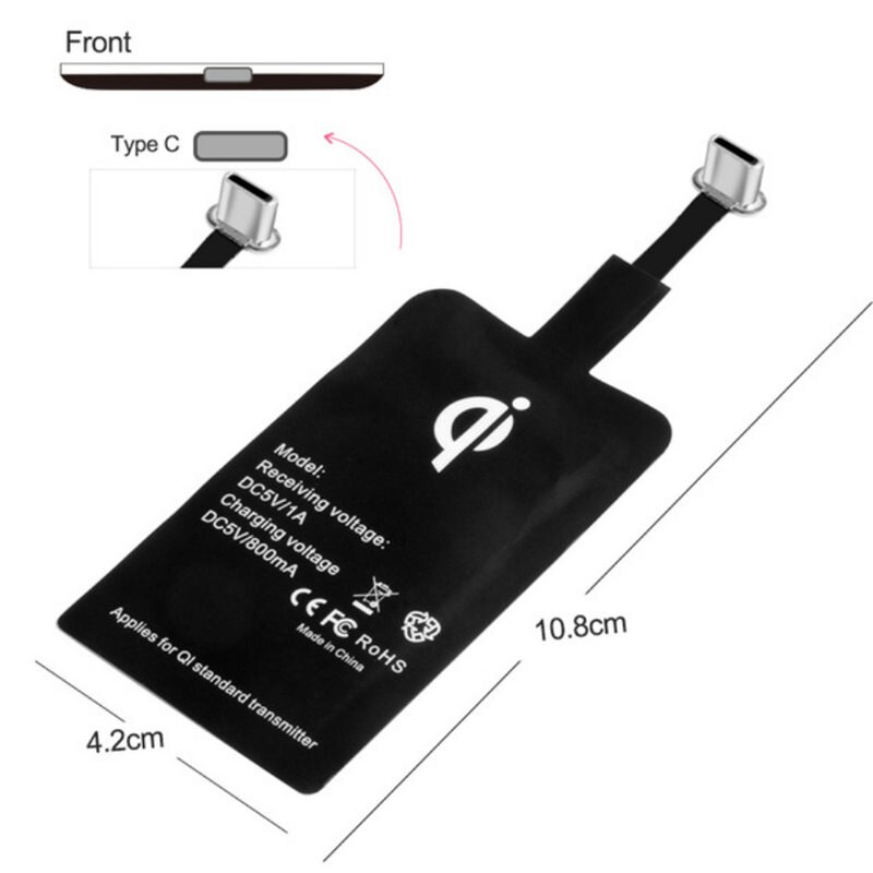 URVNS 10W cargador inalámbrico Qi de carga rápida Pad para iPhone 11 XS X 8 AirPods Galaxy S20 S10 S9 S8 Nota 10 9 8 Huawei P30: Only Type C Receiver