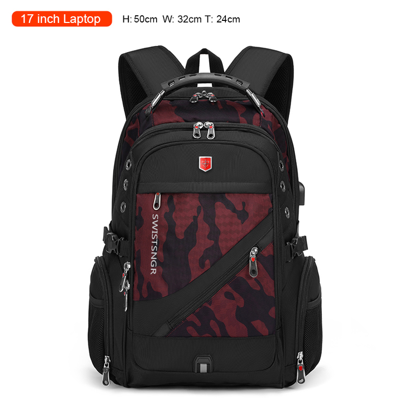 Marken- #39 , diebstahlsicher, wasserdicht, 17 -zoll-laptop-rucksack, usb-ladefunktion, business-reiserucksack, schulrucksack, herren-mochila: Tarnrot