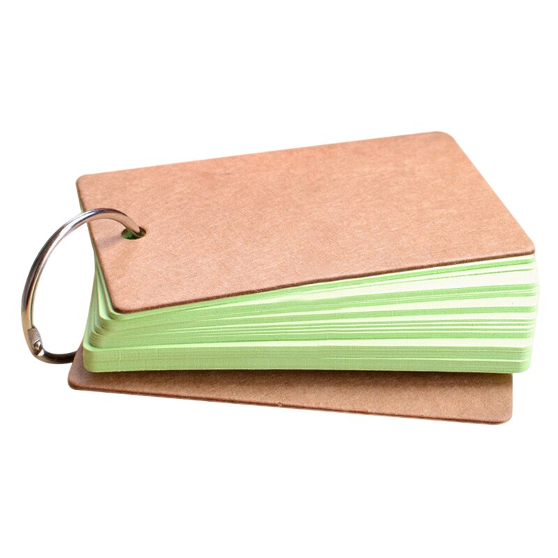 Kawaii Cute Loose-Leaf Portable Buckle Binder Notes Flash Cards Memo Pads DIY Blank Card Stationery Quotes Words Memory Notebook: Green