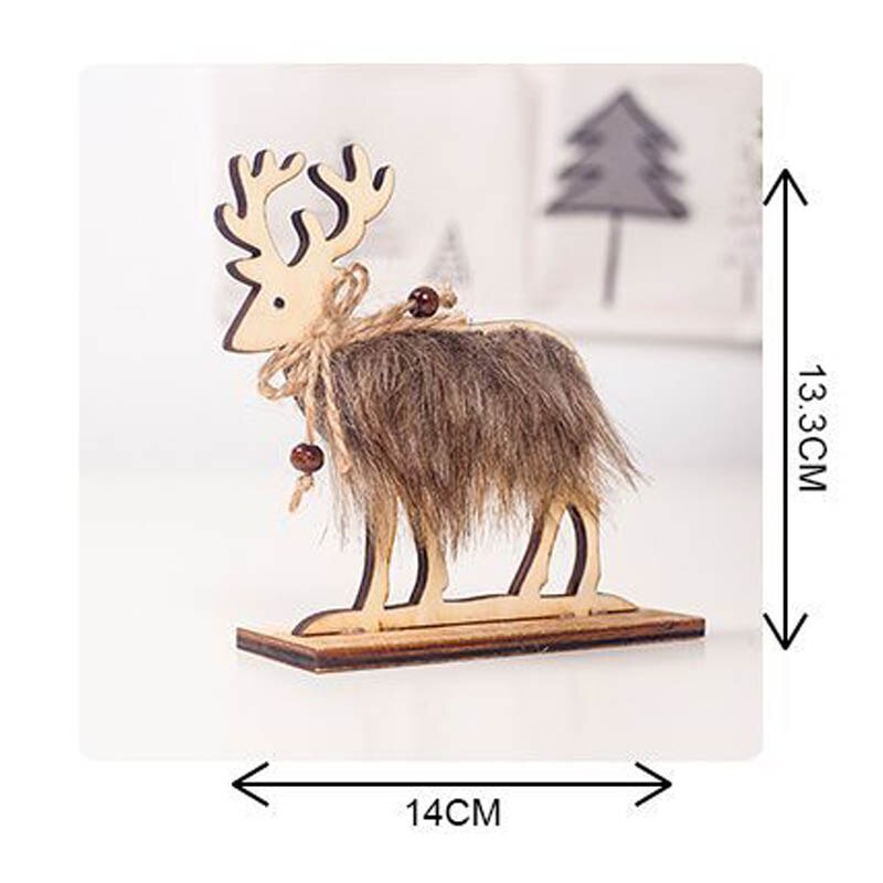 3 Maten Kerst Herten Houten Xmas Tree Harige Elanden Hangers Ornamenten Voor Home Christmas Party Decoratie Benodigdheden L: M