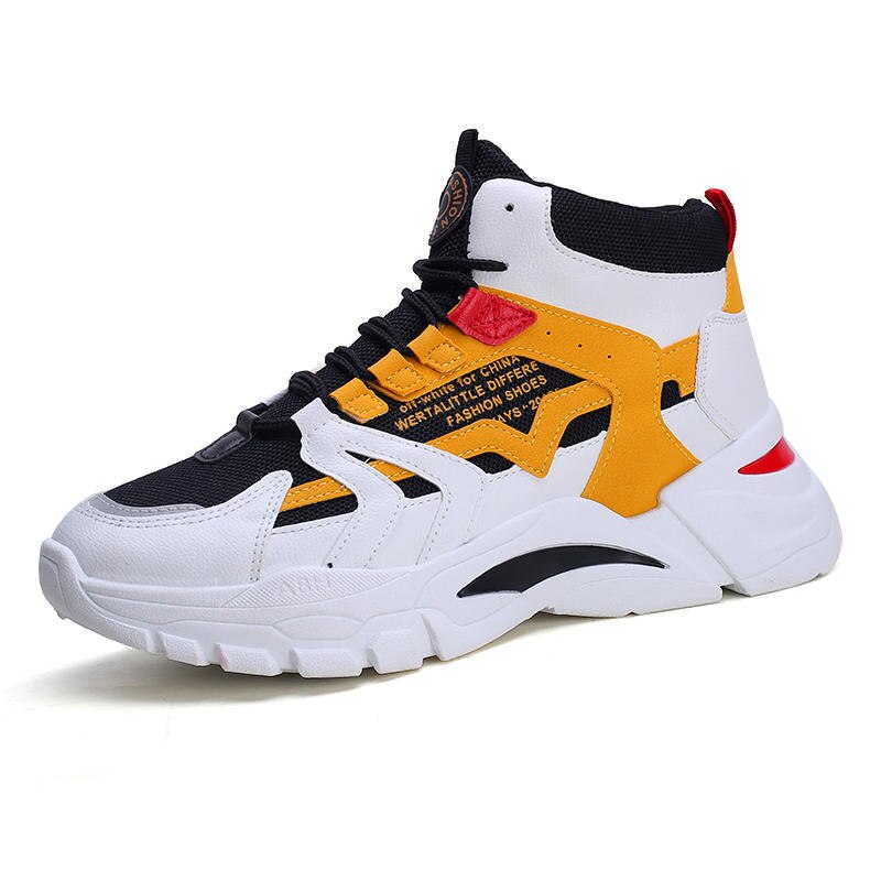 Mannen Schoenen Mannen Casual Schoenen Sneakers Lichtgewicht Ademend Mesh Lace Up Slijtvaste Flats Mannen casual Schoenen: Geel / 7