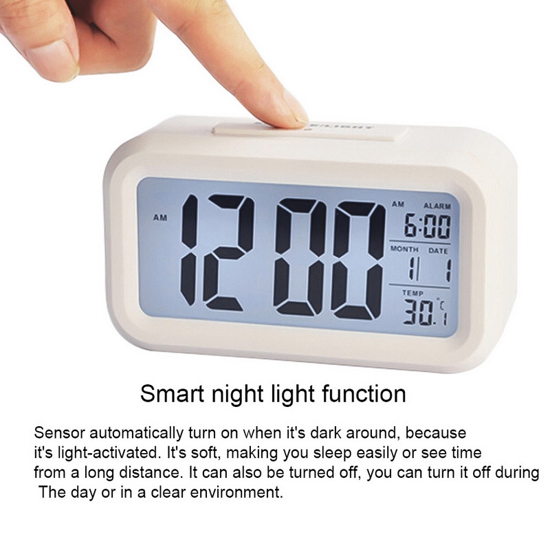 LED Digital Alarm Clock Time Date Large Display Backlight Display Temperature Electronic Calendar Snooze Function Desk Clocks