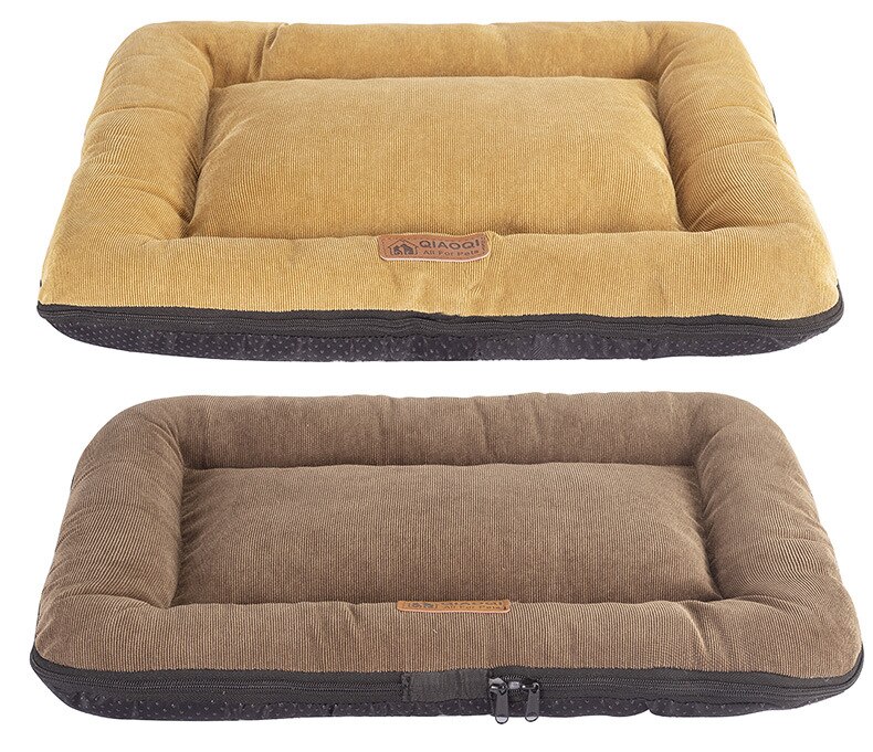 Corduroy Dog Bed Crate Mats Pad Cat Beds Pet Mat Sofa Kennel Sleeping Matteress with Removable Cover Soft Cushion for Large Dogs