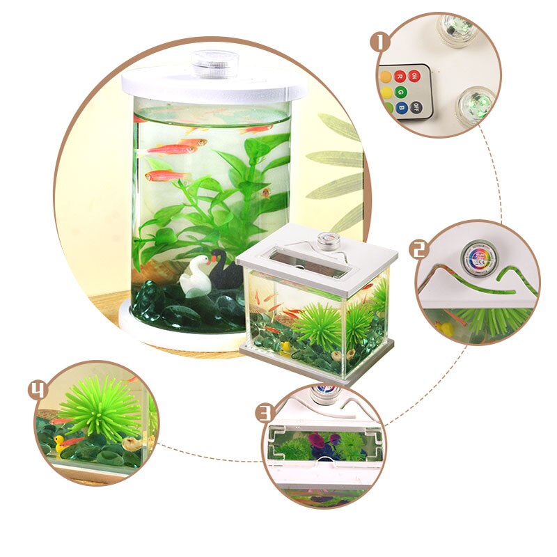 Transparent Glass Fish Tank Small Living Room Tabletop Decorative Fish Tank Removable Aquarium Christmas