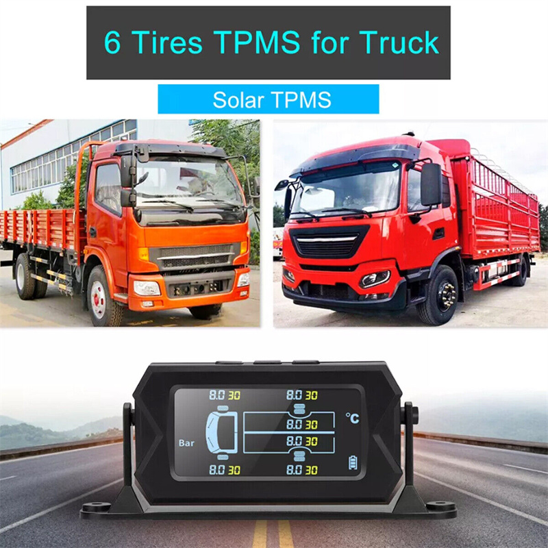 Wireless Car TPMS Tire Pressure Sensors Solar Tire Pressure Monitoring System Temperature Alarm 6 Wheel Tyre External Sensor