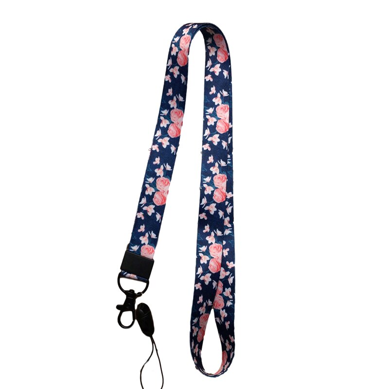 Correa para el cuello cordón para llaves de flores, portallaves con etiqueta de nombre USB, cuerda para colgar, Lariat multifunción