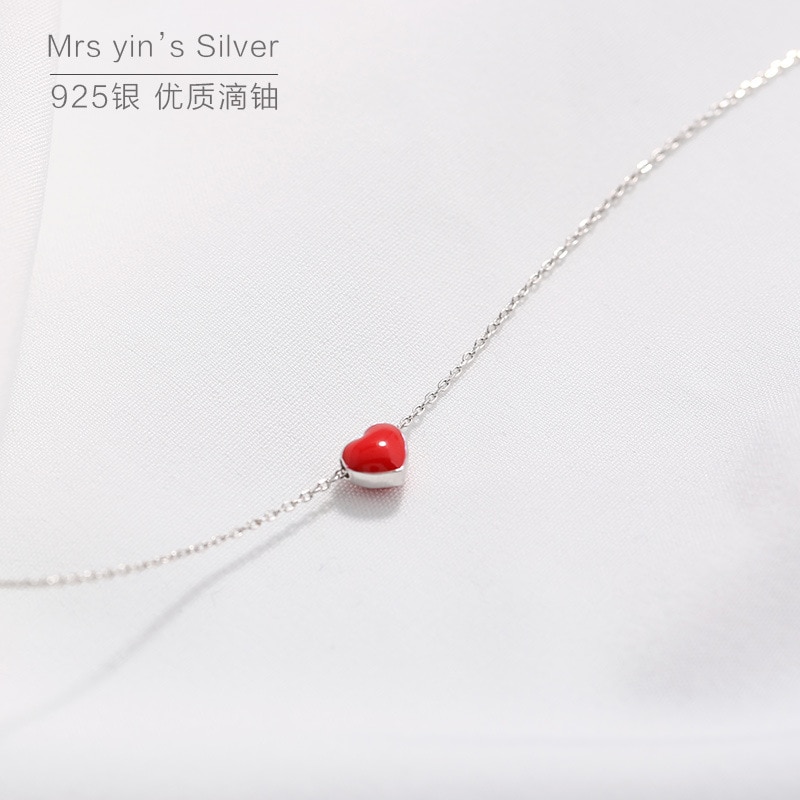 Ryoucute Echte Zilveren Kleur Rood Hart Choker Kettingen Voor Vrouwen Bruiloft Sieraden Statement Ketting Kolye Collares