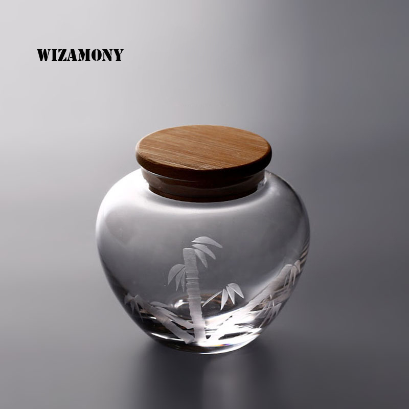 WIZAMONY Borosilicate Glass Tea Caddy Tea Jar Canister Portable Travel Storage Bottles Sealed Tank Jar Food Candy Jar