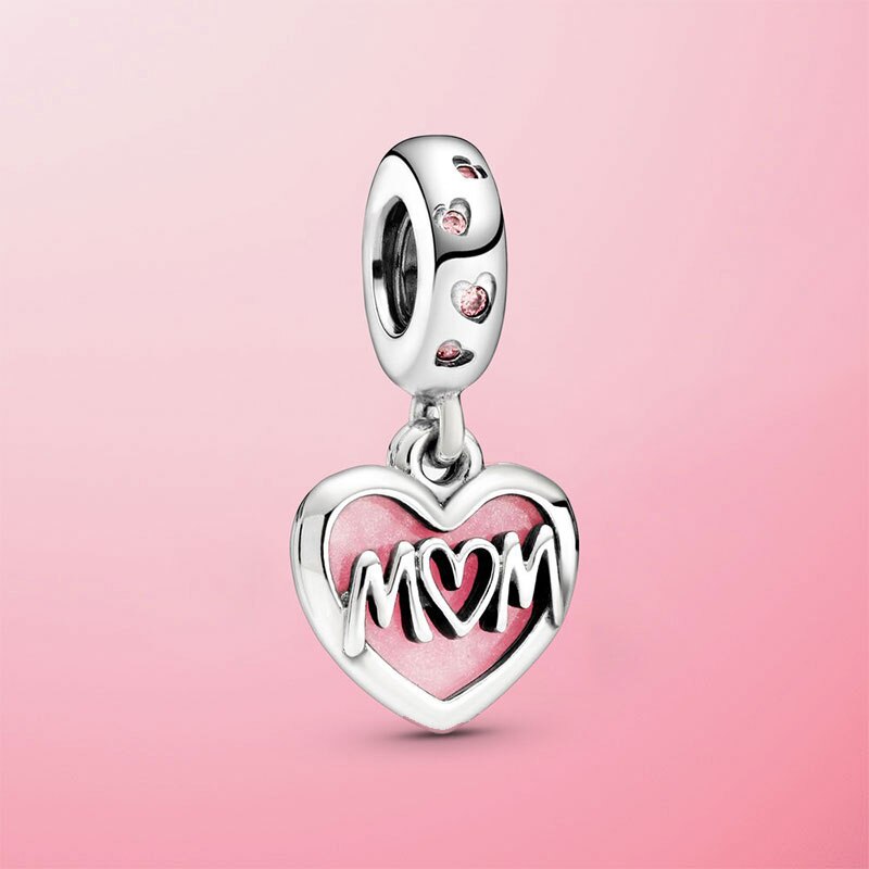 2020 NEW HOT 10 Stili 925 Sterling Silver Ciondola I Branelli di Fascino Fit Originale Pamura Del Braccialetto Del Pendente Della Collana del Regalo Dei Monili: Mom Script Heart