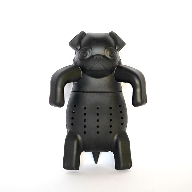 Tea Strainer Food Grade Silica Gel Tea Filter Mr.Tea Villain Shaped Silicone Tea Maker Tea Bag Tea Set Brew Tea: Dog-Black