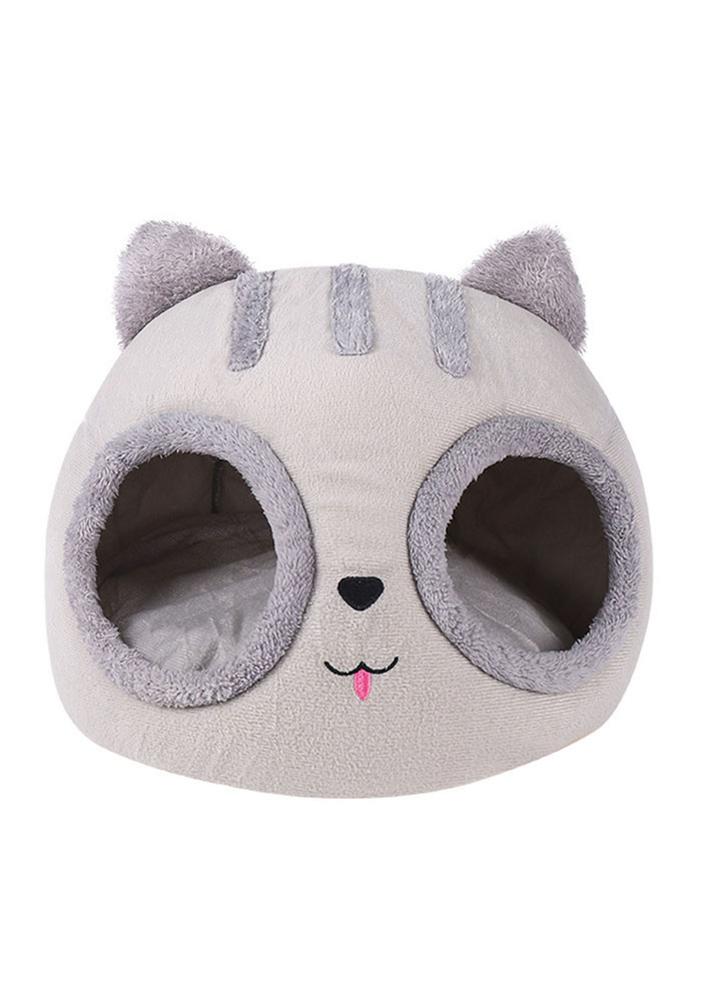 Cat Bed Cave Soft Covered Cat Bed Cat Head Shaped Pet Kitten Hut Cat Head Kennel Semi-closed Thick Warm Pet Kennel Pet Supplies