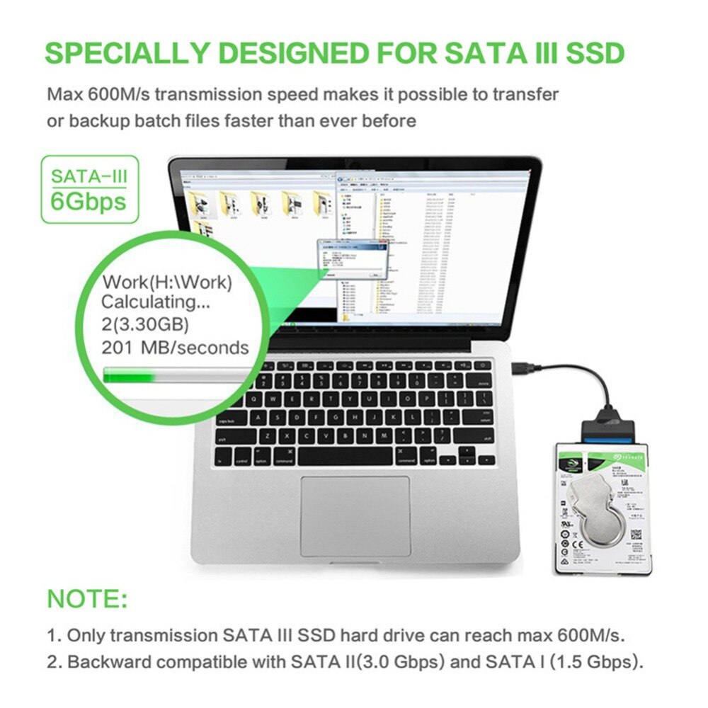 Rainwayer usb sata 3 kabel sata til usb 3.0 adapter op  to 6 gbps support 2.5 tommer ekstern ssd hdd harddisk 22 pin sata iii  a25